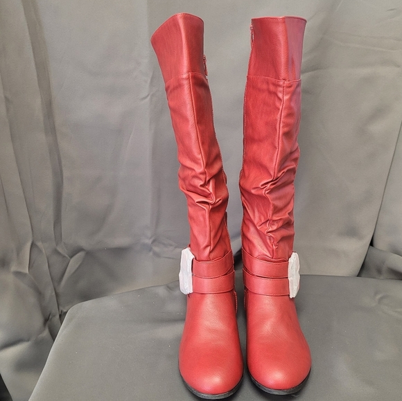 TOP Moda Shoes - Top Moda Women's Fashion Knee HIgh Zipper Riding Boots, Red, Size 11